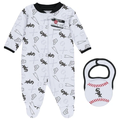 Wear By Erin Andrews Babies' Newborn And Infant Boys And Girls White Chicago White Sox Sleep And Play Full-zip Footed Jumper With