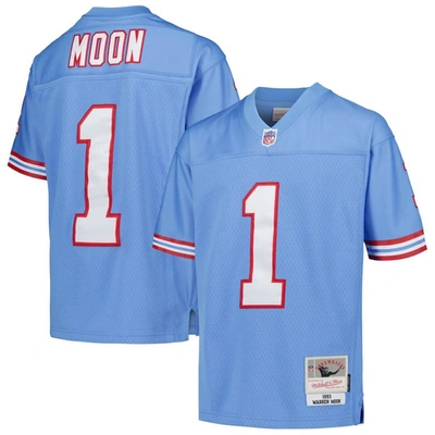 Mitchell & Ness Kids' Youth  Warren Moon Light Blue Houston Oilers Gridiron Classics 1993 Retired Player Le