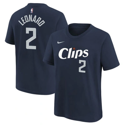 Nike Kids' Youth  Kawhi Leonard Navy La Clippers 2023/24 City Edition Name & Number T-shirt