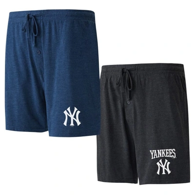 Concepts Sport Men's  Navy, Black New York Yankees Two-pack Meter Sleep Shorts In Navy,black