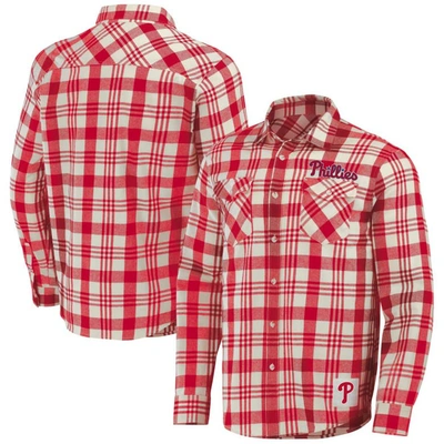Darius Rucker Collection By Fanatics Red Philadelphia Phillies Plaid Flannel Button-up Shirt
