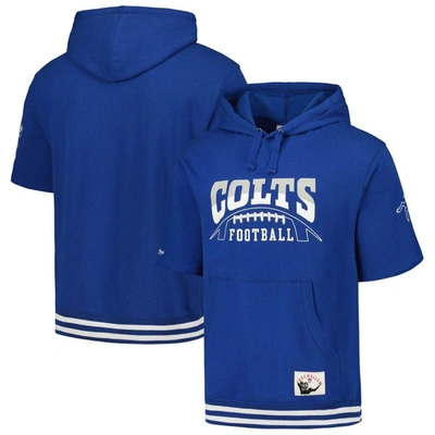 Mitchell & Ness Men's  Royal Indianapolis Colts Pre-game Short Sleeve Pullover Hoodie