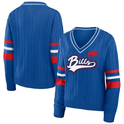 Wear By Erin Andrews Royal Buffalo Bills Throwback V-neck Sweater