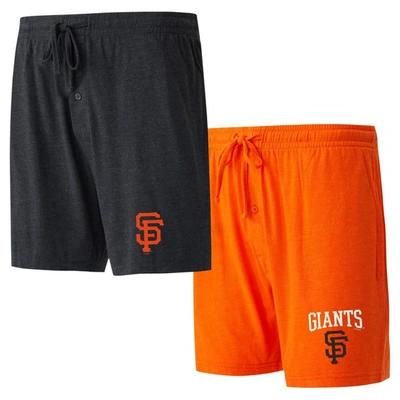 Concepts Sport Black/orange San Francisco Giants Two-pack Meter Sleep Shorts