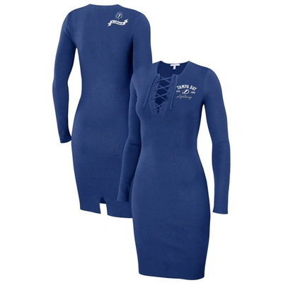 Wear By Erin Andrews Blue Tampa Bay Lightning Lace-up Dress