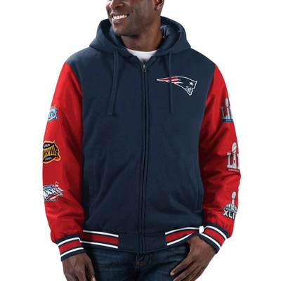 G-iii Sports By Carl Banks Navy/red New England Patriots Player Option Full-zip Hoodie