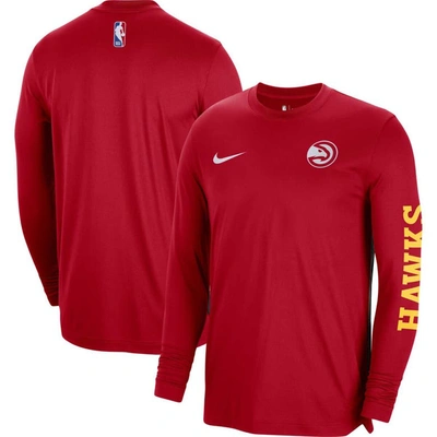 Nike Unisex  Red Atlanta Hawks 2023/24 Authentic Pregame Long Sleeve Shooting Shirt