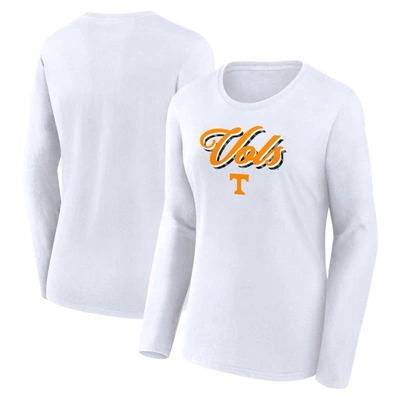 Fanatics Branded White Tennessee Volunteers Double Team Script Long Sleeve T-shirt