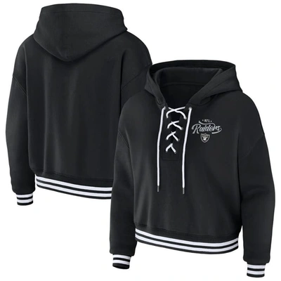 Wear By Erin Andrews Black Las Vegas Raiders Lace-up Pullover Hoodie