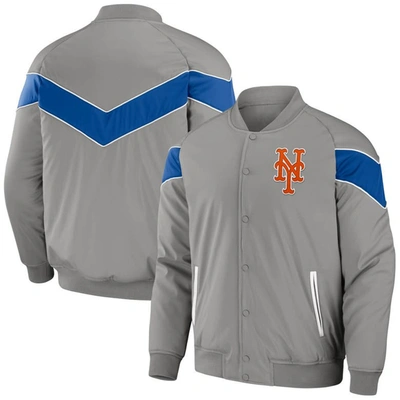 Darius Rucker Collection By Fanatics Gray New York Mets Baseball Raglan Full-snap Jacket