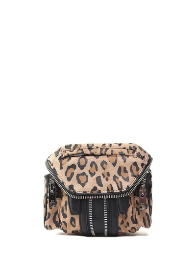 Alexander Wang Marti Nano Leo-print Suede And Leather Cross-body Bag In Marrone