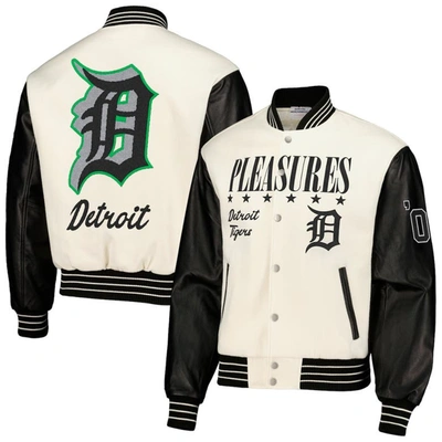 Pleasures White Detroit Tigers Full-snap Varsity Jacket