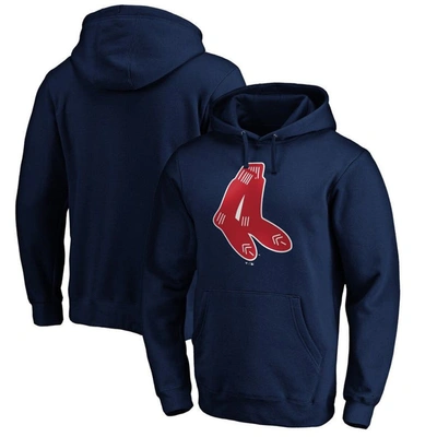 Fanatics Men's  Navy Distressed Boston Red Sox Cooperstown Collection Huntington Logo Fitted Pullover