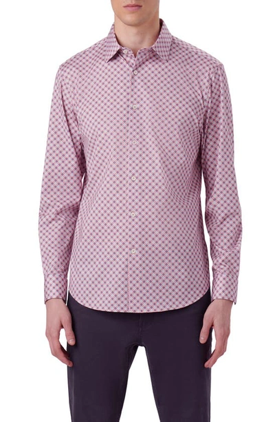 Bugatchi James Ooohcotton® Foulard Print Stretch Cotton Button-up Shirt In Dusty Pink