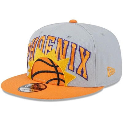 New Era Men's  Gray, Orange Phoenix Suns Tip-off Two-tone 9fifty Snapback Hat In Gray/orange