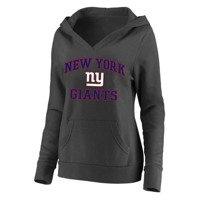Fanatics Branded Charcoal New York Giants Plus Size Heart And Soul V-neck Pullover Hoodie