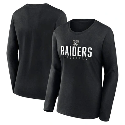 Fanatics Branded Black Las Vegas Raiders Plus Size Foiled Play Long Sleeve T-shirt