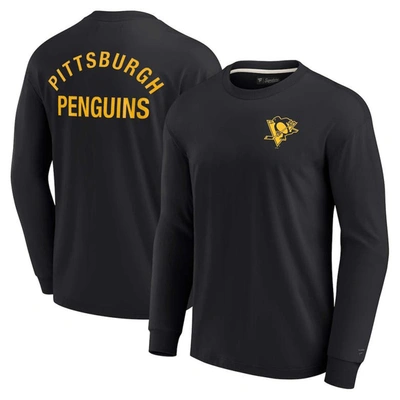 Fanatics Signature Unisex   Black Pittsburgh Penguins Super Soft Long Sleeve T-shirt
