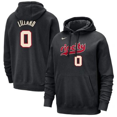 Nike Damian Lillard Black Portland Trail Blazers 2023/24 City Edition Name & Number Pullover Hoodie
