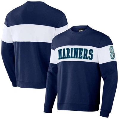 Darius Rucker Collection By Fanatics Navy Seattle Mariners Stripe Pullover Sweatshirt