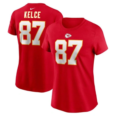 Nike Women's  Travis Kelce Red Kansas City Chiefs Player Name And Number T-shirt