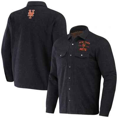 Darius Rucker Collection By Fanatics Black New York Mets Ringstop Full-snap Shacket In Charcoal