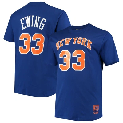 Mitchell & Ness Men's Patrick Ewing Blue New York Knicks Big And Tall Hardwood Classics Name And Number T-shirt