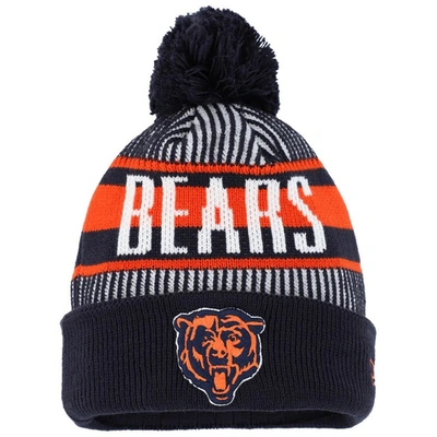 New Era Kids' Youth  Navy Chicago Bears Striped  Cuffed Knit Hat With Pom