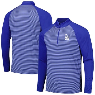 Levelwear Royal Los Angeles Dodgers Charter Striped Raglan Quarter-zip Top