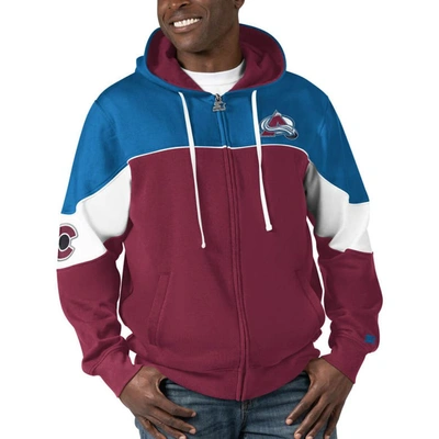 Starter Men's  Burgundy, Blue Colorado Avalanche Power Forward Full-zip Hoodie In Burgundy,blue