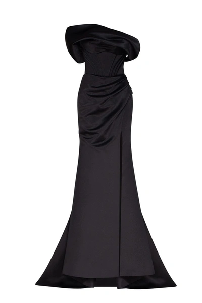 Milla Black Princess Strapless Gown With Thigh Slit