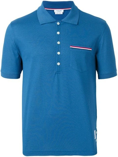 Thom Browne Striped Pocket Polo Shirt - Blue