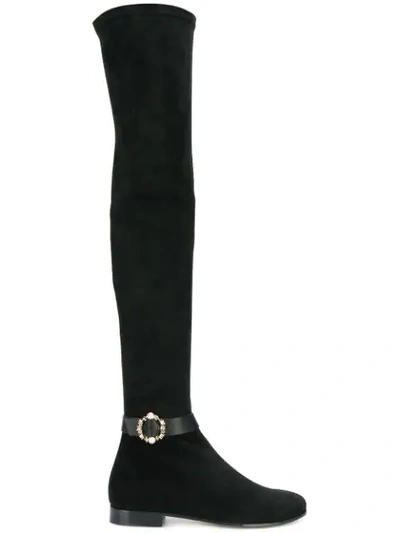 Jimmy Choo Myren Knee-high Suede Boots In Black