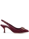 Dolce & Gabbana Crystal-embellished Suede Kitten-heel Pumps In Bordeaux