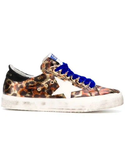 Golden Goose May Star Leopard-print Low-top Platform Sneakers In Black