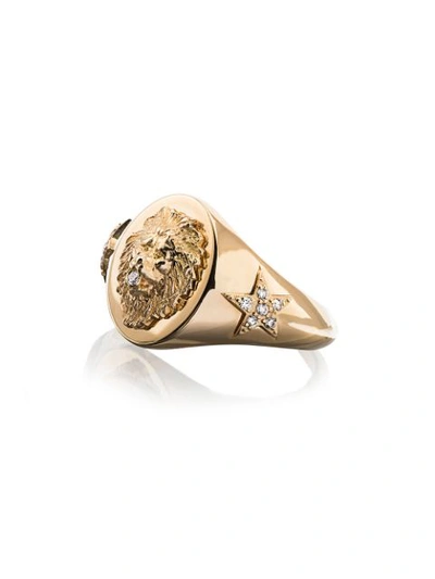 Foundrae 18k Yellow Gold Strength Classic Diamond Signet Ring In Metallic