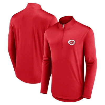 Fanatics Branded Red Cincinnati Reds Quarterback Quarter-zip Top