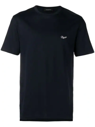 Ermenegildo Zegna Contrast Logo T-shirt In Blue