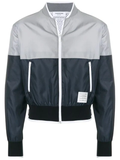 Thom Browne Bicolor Half-and-half Ripstop Bomber In Blue