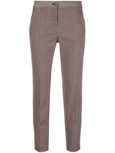 Pinko Houndstooth Print Cropped Trousers In Red