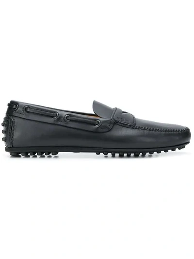 Car Shoe Kud Ridged Sole Loafers In Black