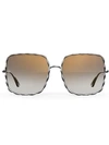 Elie Saab Oversized Square Shaped Sunglasses In Metallic