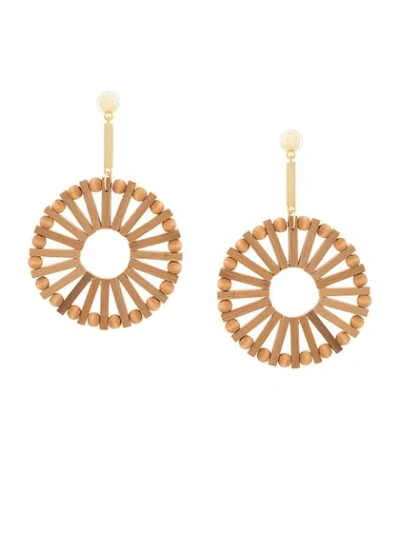 Cult Gaia Eva Bamboo And Gold-tone Earrings In Brown