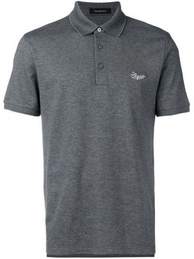 Ermenegildo Zegna Men's Logo Short-sleeve Polo In Grey