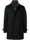 Herno Concealed Zip Coat - Black