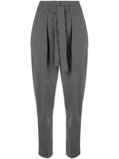 Pinko Houndstooth Tapered Trousers In Grey