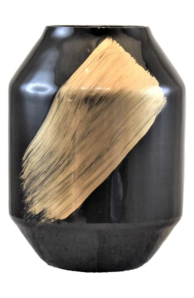 Sagebrook Home Glass 10-inch Star Dust Vase In Black/ Gold