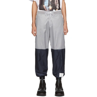 Thom Browne Bicolor Half-and-half Ripstop Sweatpants In Grey