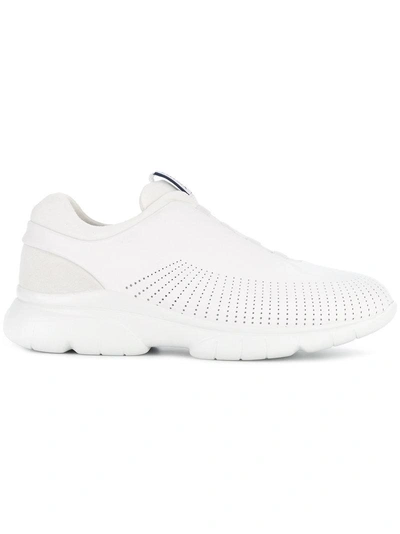 Z Zegna Suede-trimmed Leather And Techmerino Slip-on Sneakers In White