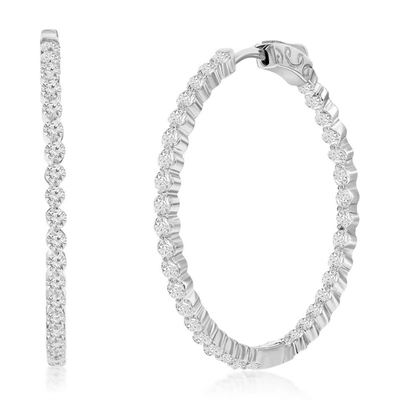 Simona Sterling Silver Or Gold Plated Over Sterling Silver 35mm Inside-outside Round Cz Hoop Earrings